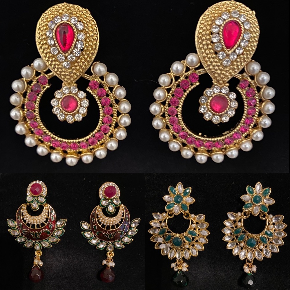 Traditional Indian Earrings - Set of 3